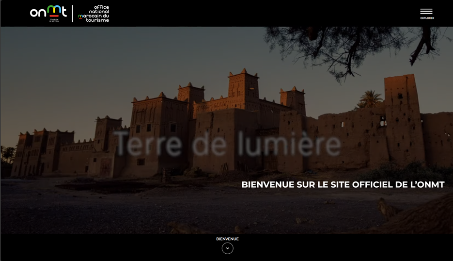 Site Web institutionnel de l'ONMT Office National Marocain du Toursime